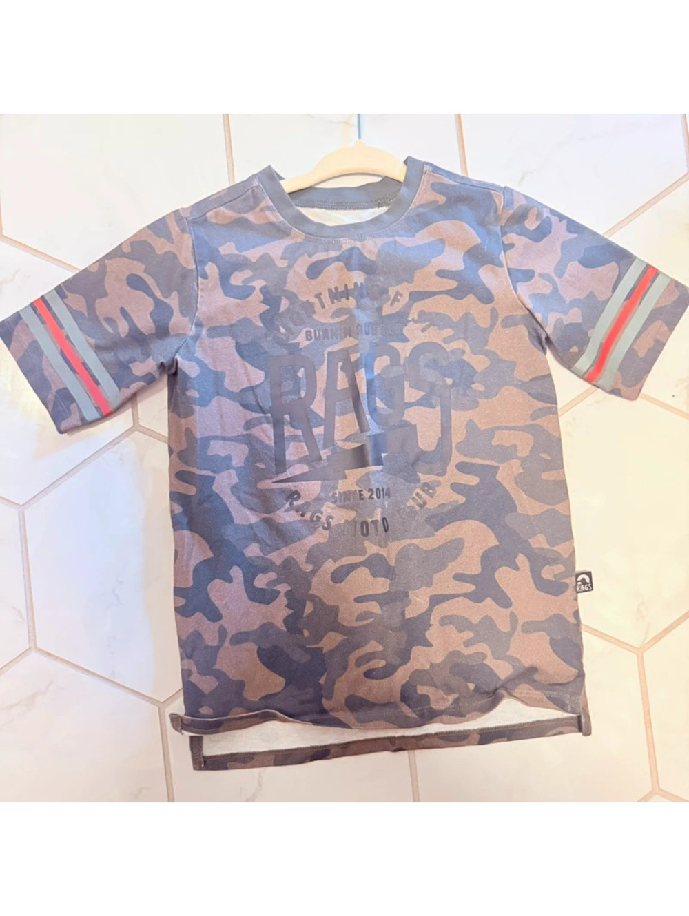 Rags camo red and green tshirt